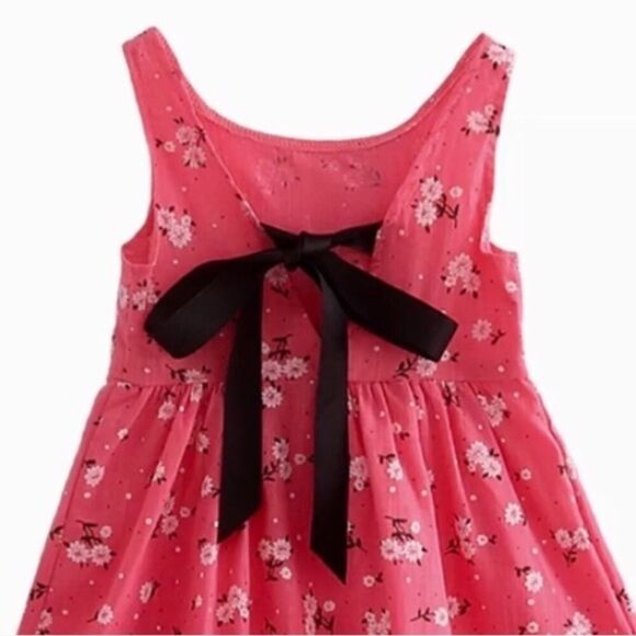 Pink Linen Floral Dress with Black Satin Back - Picture 8 of 8
